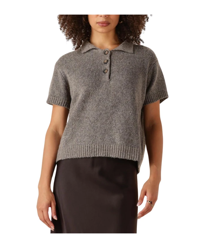 

Коричневый вязаный свитер-поло My Essential Wardrobe, серый