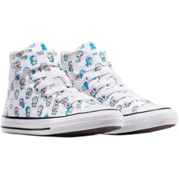 Converse Дети doraemon x chuck taylor all star устойчивые к истиранию высокие детские матерчатые туфли white blue black — фото 4
