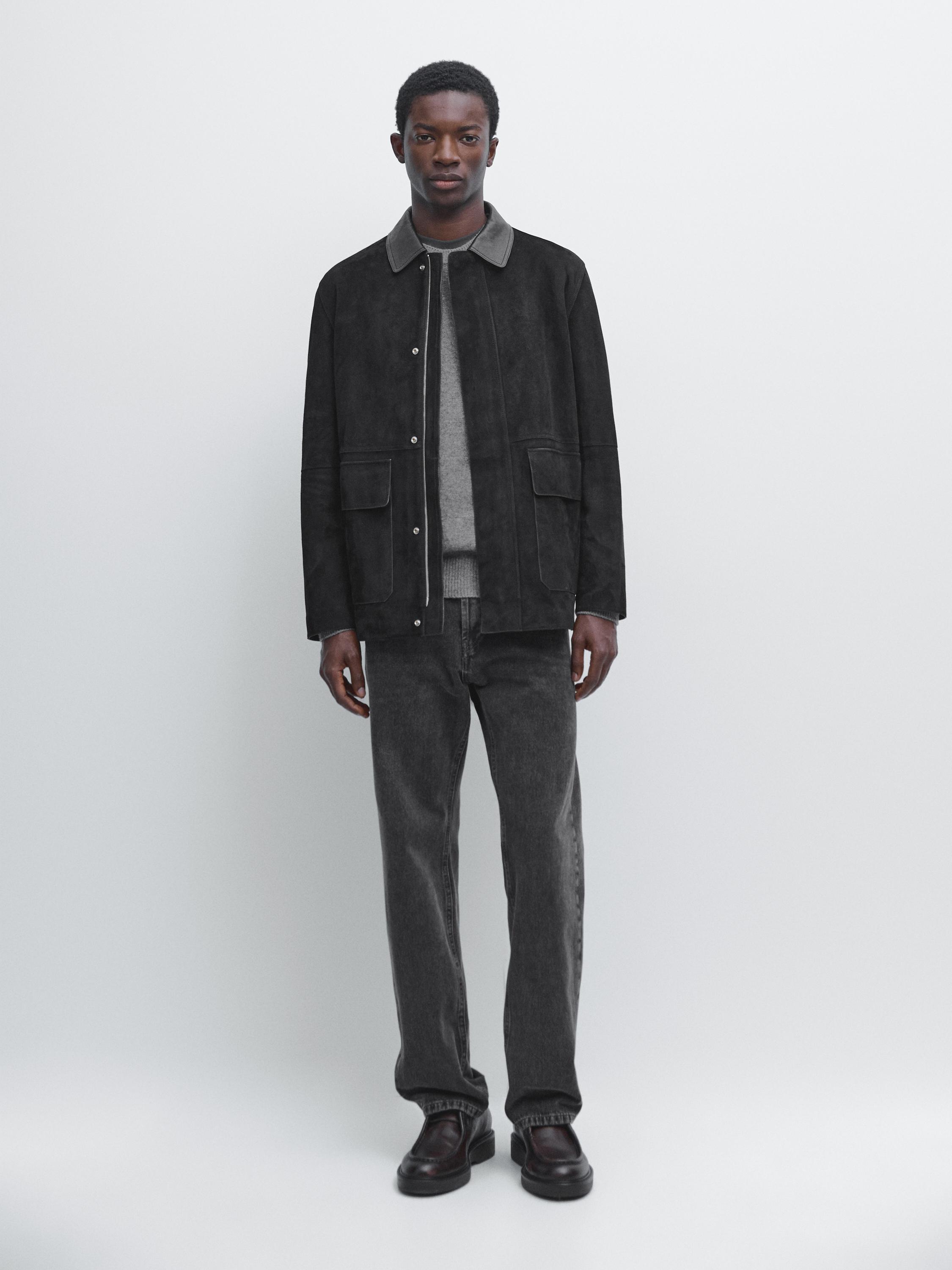 

Куртка с замшевыми вставками на карманах Massimo Dutti, black