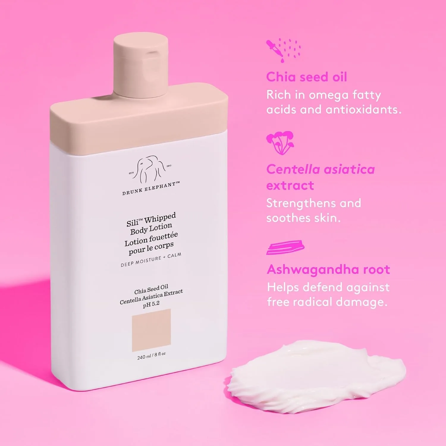 Drunk Elephant Sili Whipped Body Lotion, 240 мл, насыщенный ежедневный увлажняющий лосьон, чистый клинический уход, cruelty-free, без эфирных масел, силиконов и отдушек — фото 4