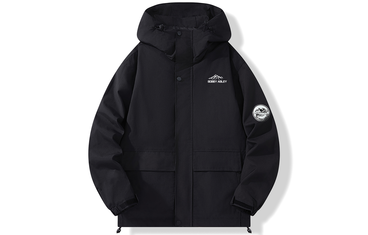 

BOBBY ABLEY Водонепроницаемая и ветрозащитная ветровка унисекс, Black Zip Patch Pocket
