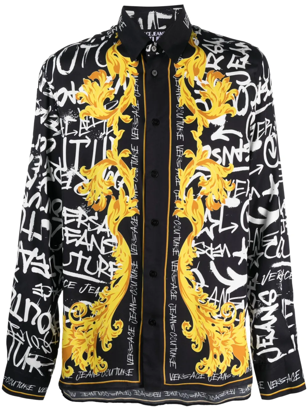 

Рубашка с длинными рукавами и логотипом Versace Jeans Couture, черный