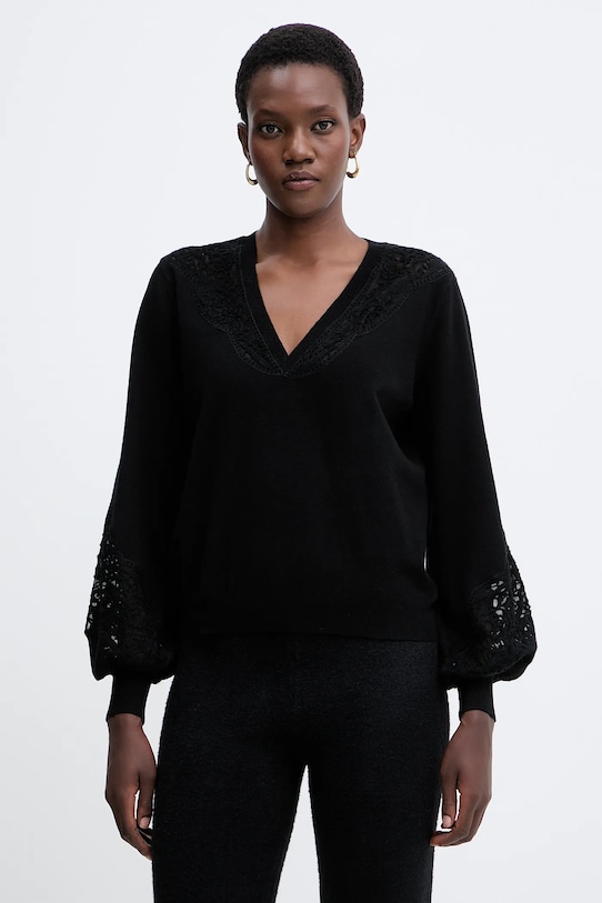 

Свитер из смесовой шерсти Twinset, черный