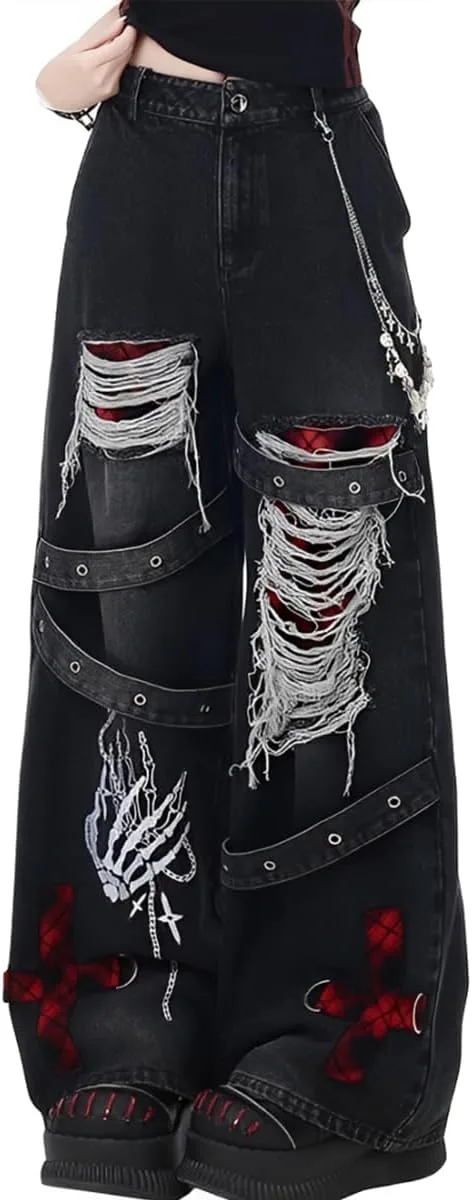 

Джинсы Harajuku Gothic с высокой талией и прямыми штанинами kakarin choyx