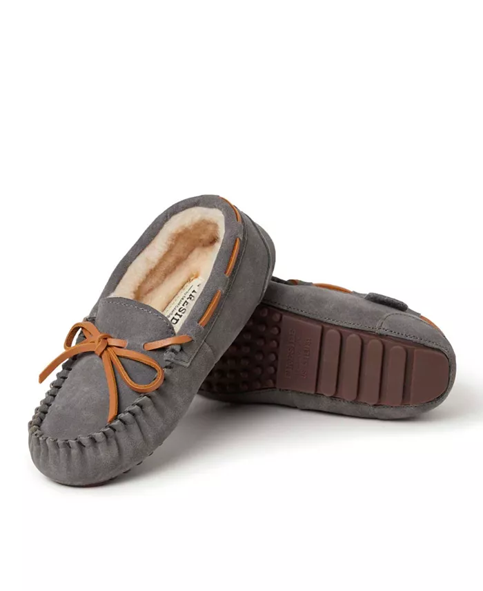 Детские мокасины-тапочки Dearfoams Kids Fireside By Parke из натуральной овчины Dearfoams, серый — фото 4
