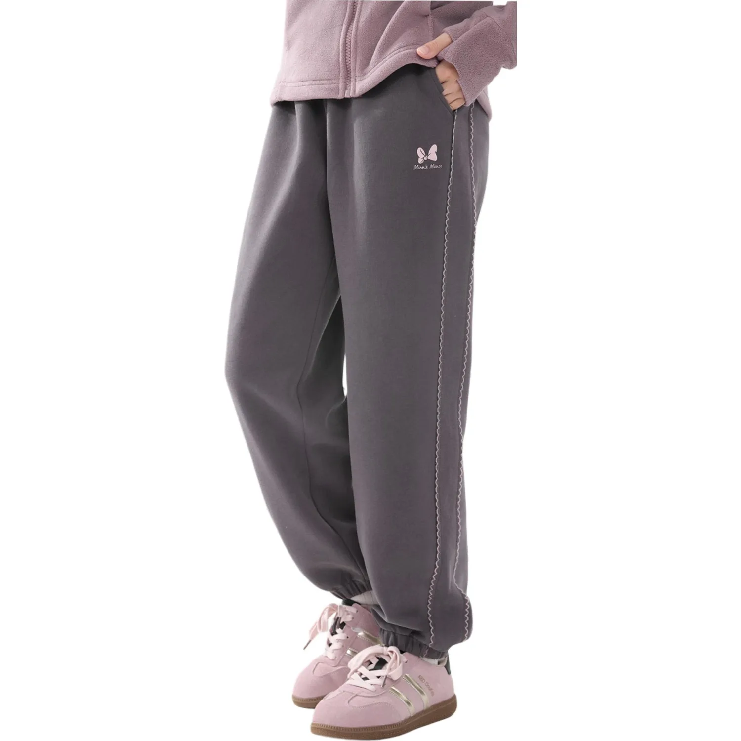 Детские вязаные спортивные штаны Minnie с подкладкой из флиса Disney, Heather Gray Fleece-Lined Winter Style — фото 3