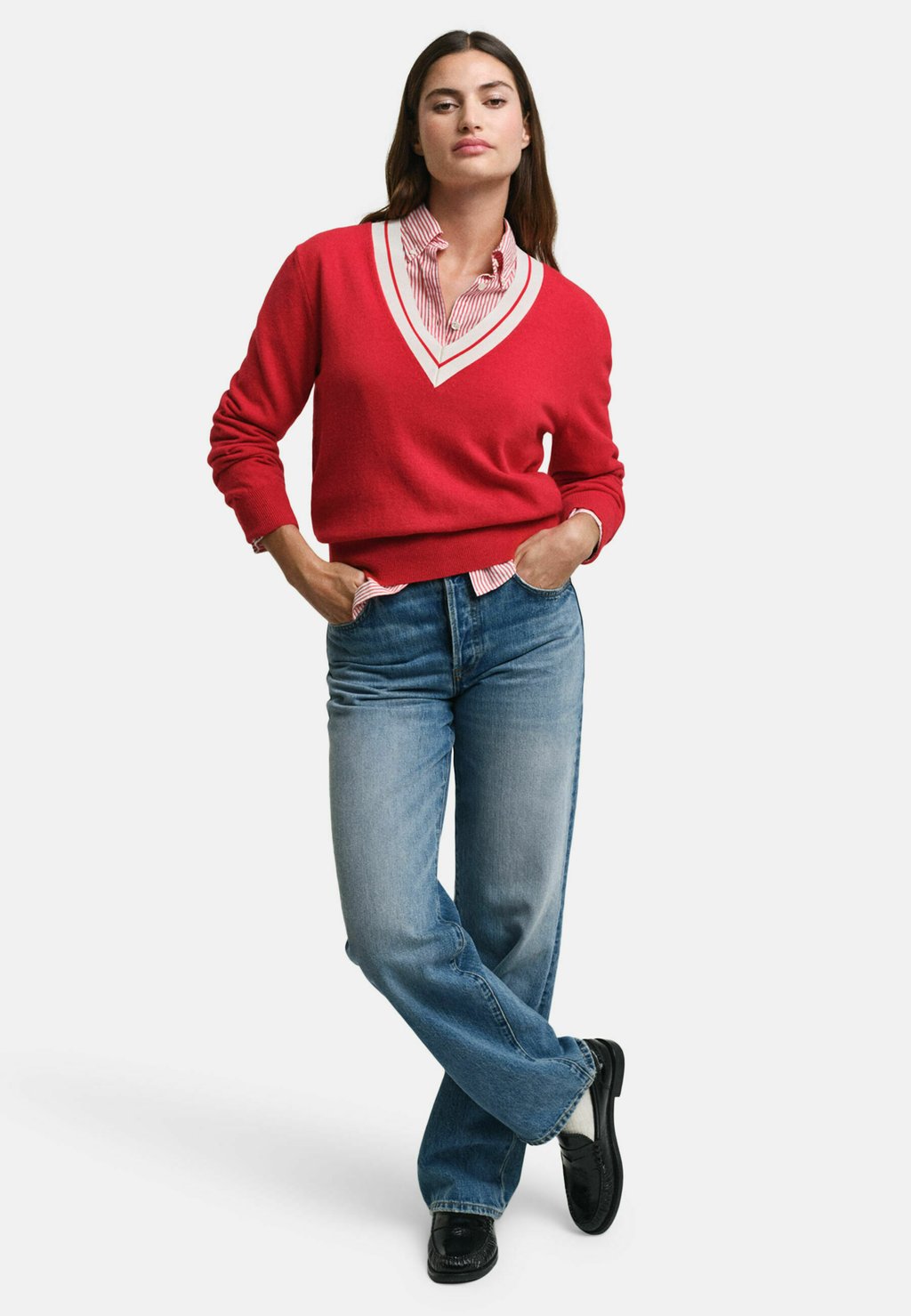 

Джемпер CONTRAST V-NECK GANT, красный