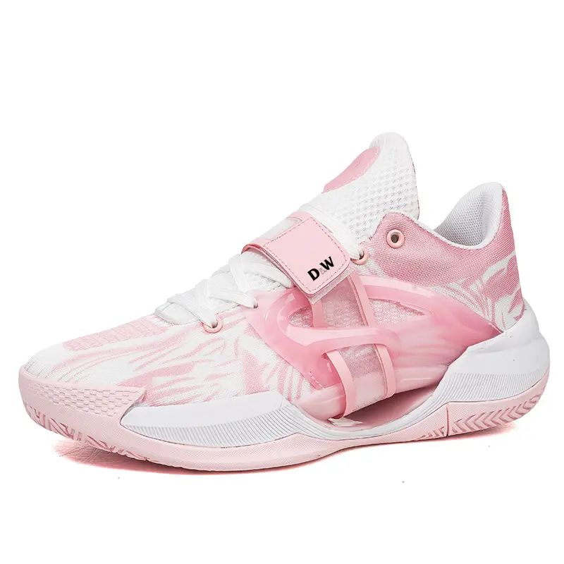 

Баскетбольные кроссовки для детей и подростков с амортизацией от ударов и износостойкостью D&W, белый/розовый