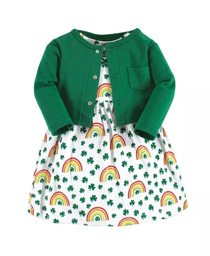 

Детский комплект из хлопкового платья и кардигана для малышей Hudson Toddler, St Patricks Rainbow Hudson Baby, зеленый