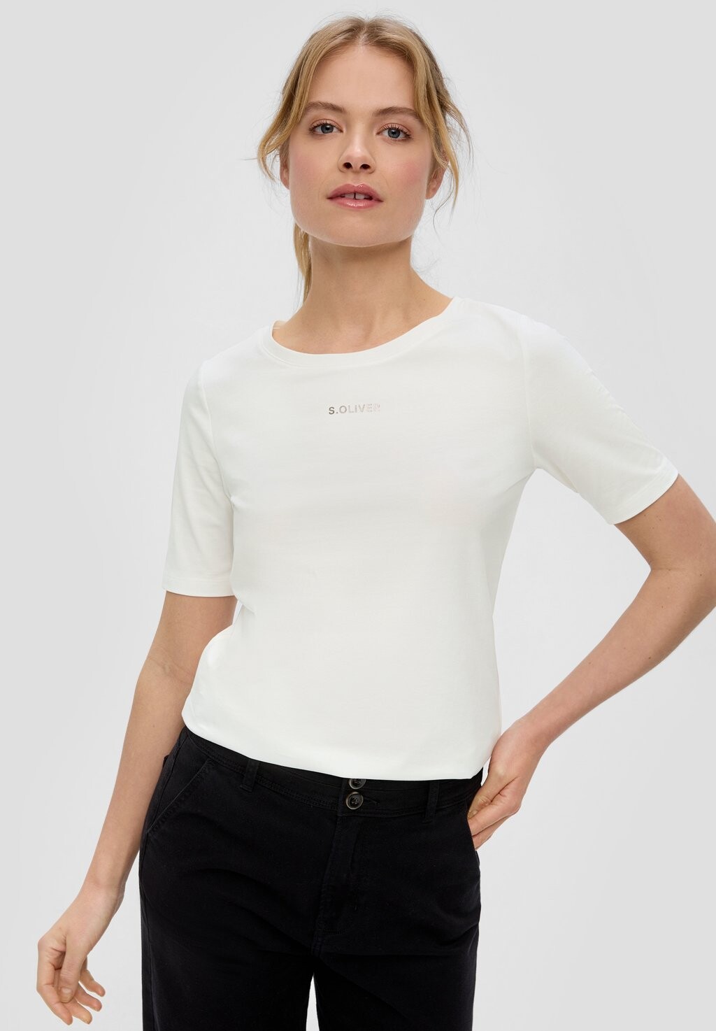 

Футболка базовая MIT LOGOPRINT s.Oliver, цвет creme