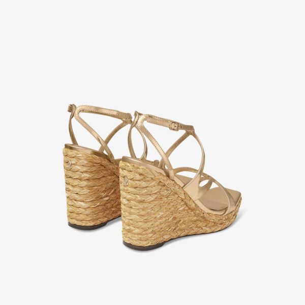 Босоножки из кожи на каблуке с контрастной подошвой Ayla 110 Jimmy Choo, золотой — фото 4