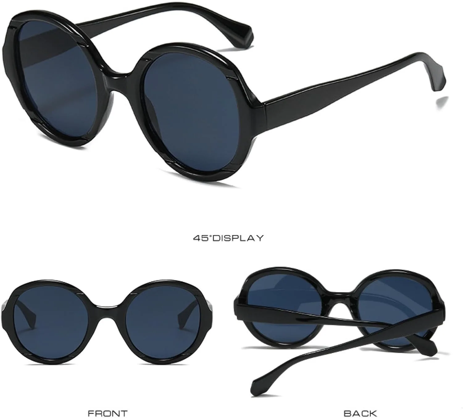 

Ретро классические круглые солнцезащитные очки для женщин и мужчин, модные и роскошные, для уличной фотографии, защита от УФ-излучения UV400 TKKTLLT, Black Gray