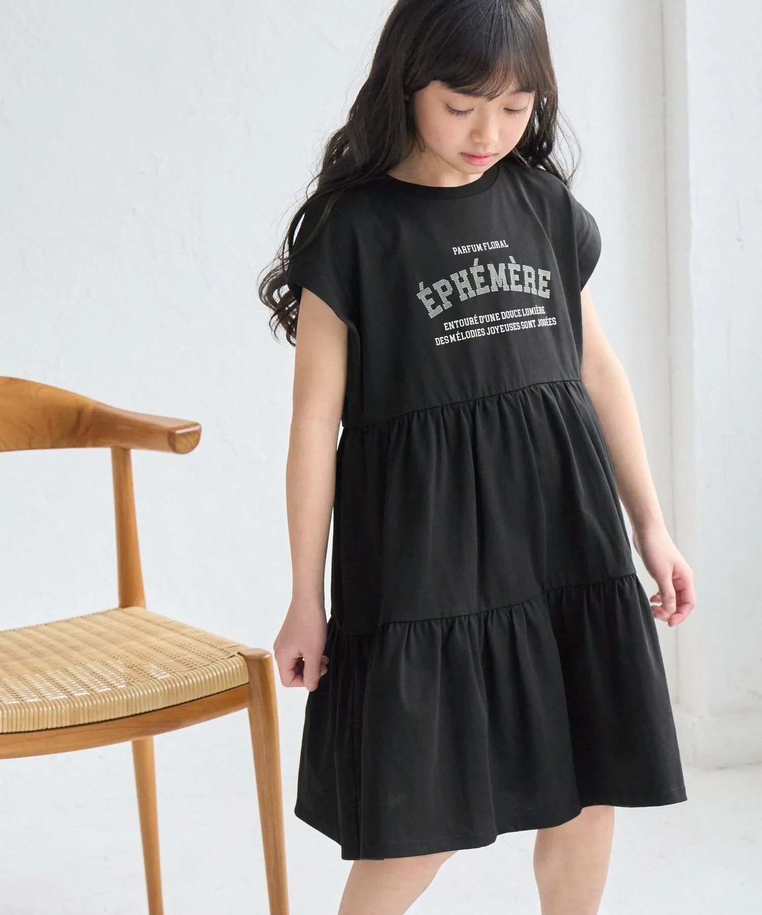 Многоярусное платье с логотипом, сшитое по фигуре ROPE' PICNIC KIDS, Black (01)