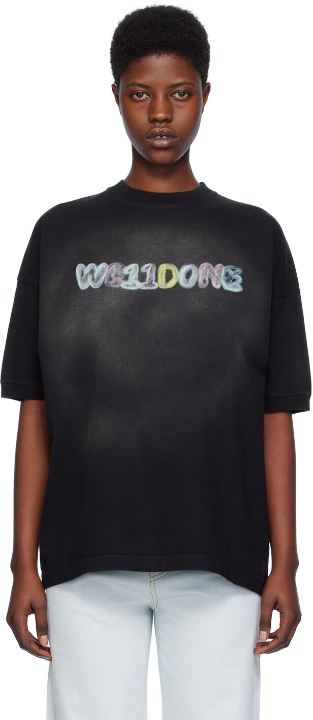 

Черная футболка с рисунком We11Done