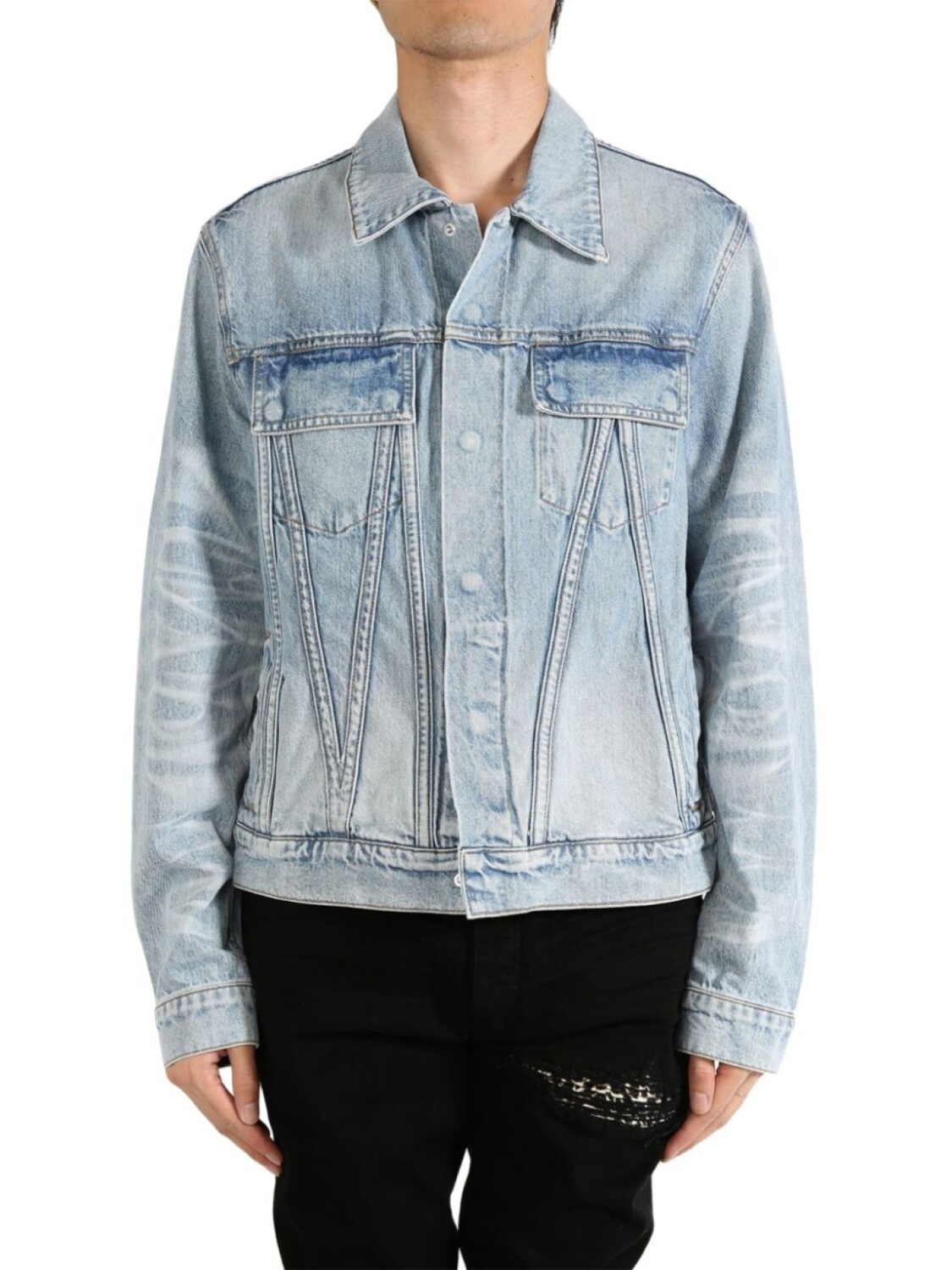 

Джинсовая куртка AMIRI с эффектом потертости, синий