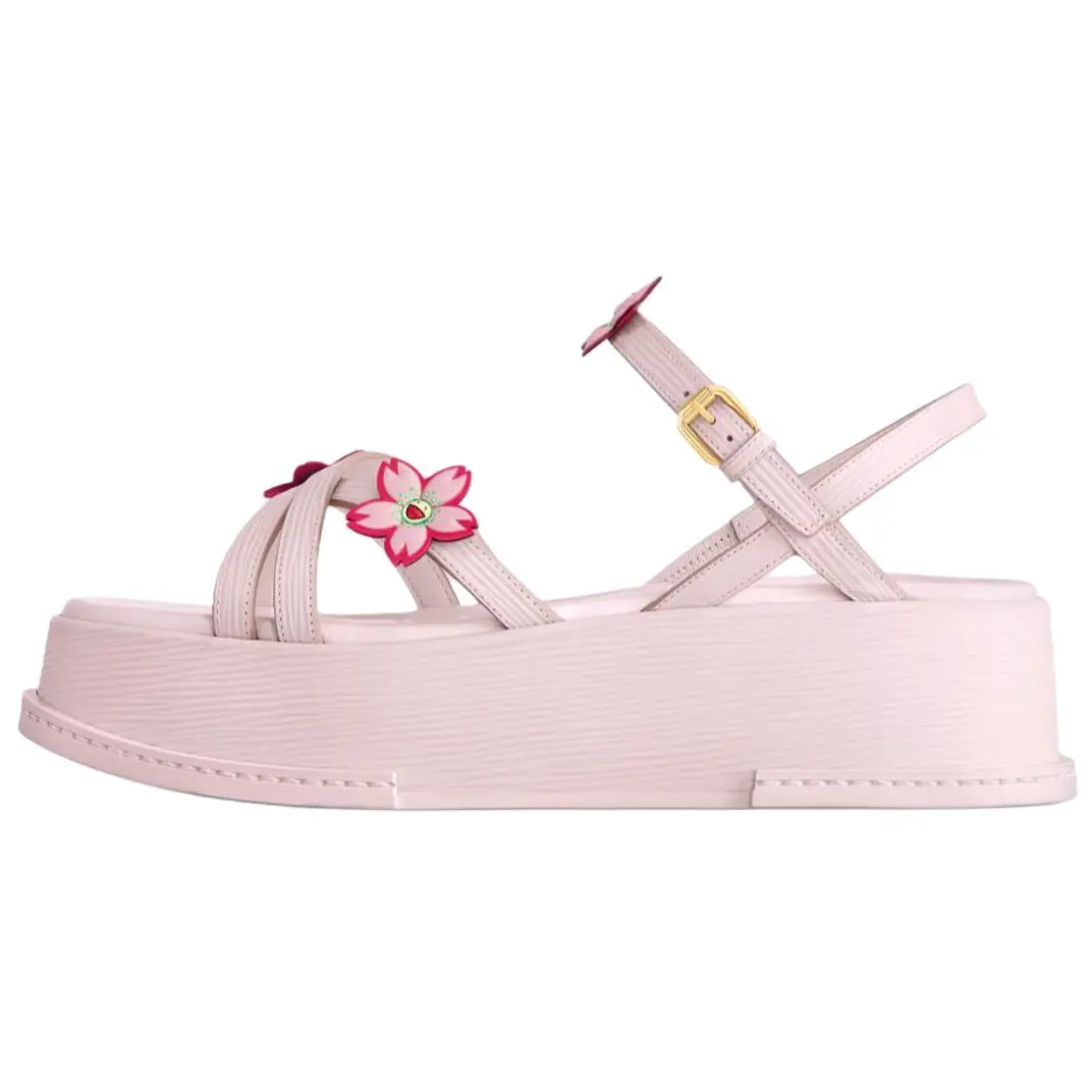 LOUIS VUITTON Сандалии Maya с одним ремешком Takashi Murakami x Cherry Blossom Collection, женские, розовые, 5 см