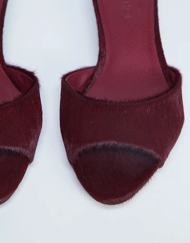 Туфли-мюли Topshop Alba из натуральной кожи с открытым носком и каблуком-рюмочкой красного цвета — фото 2