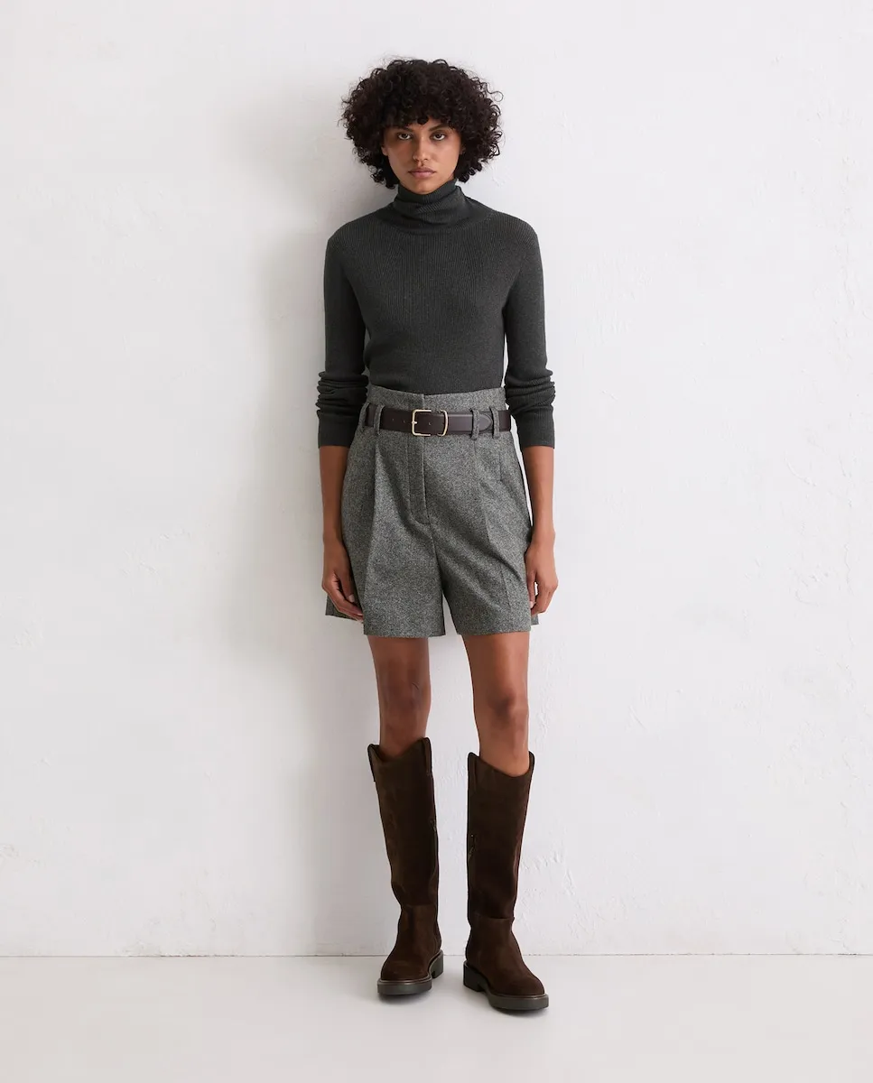 

Женский облегающий свитер с высоким воротом из экологичного хлопка MARC O'POLO, темно-серый