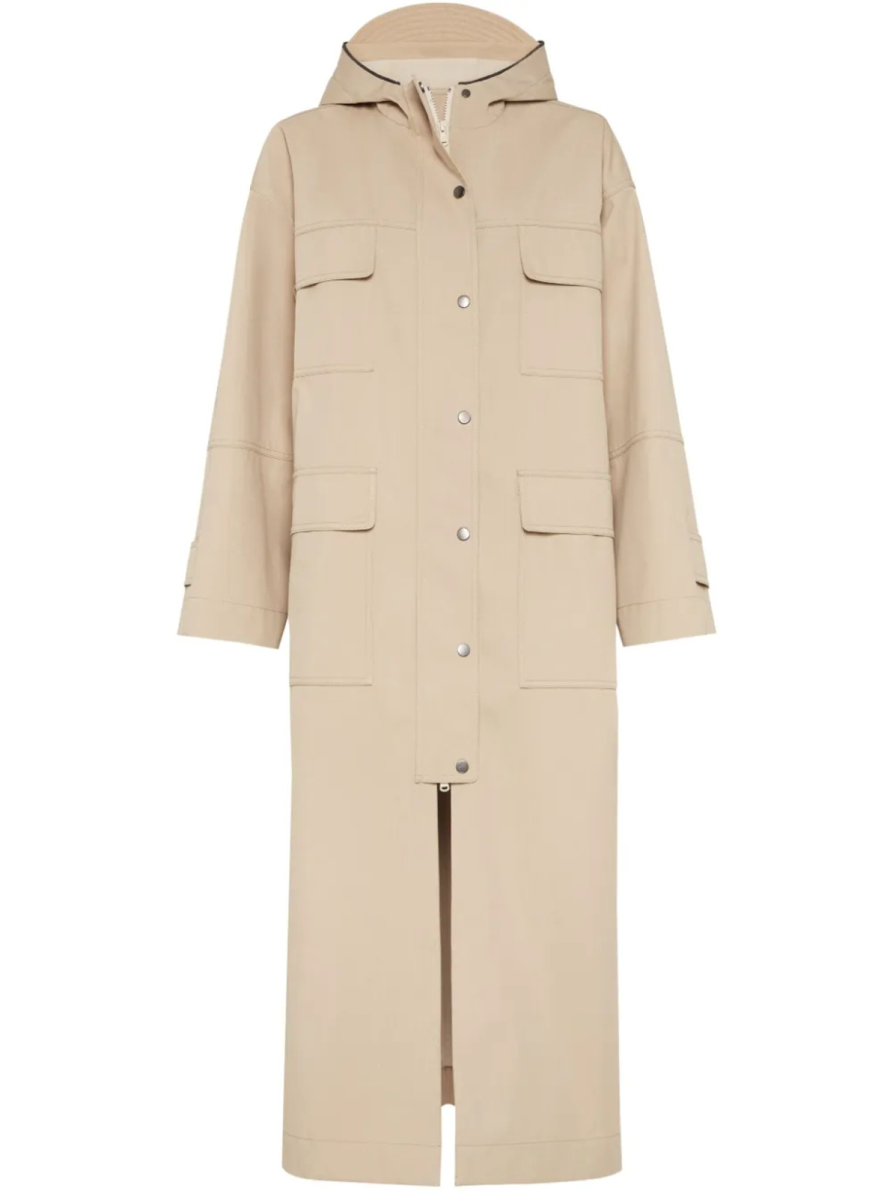 

Плащ Brunello Cucinelli из хлопковой смеси, нейтральный