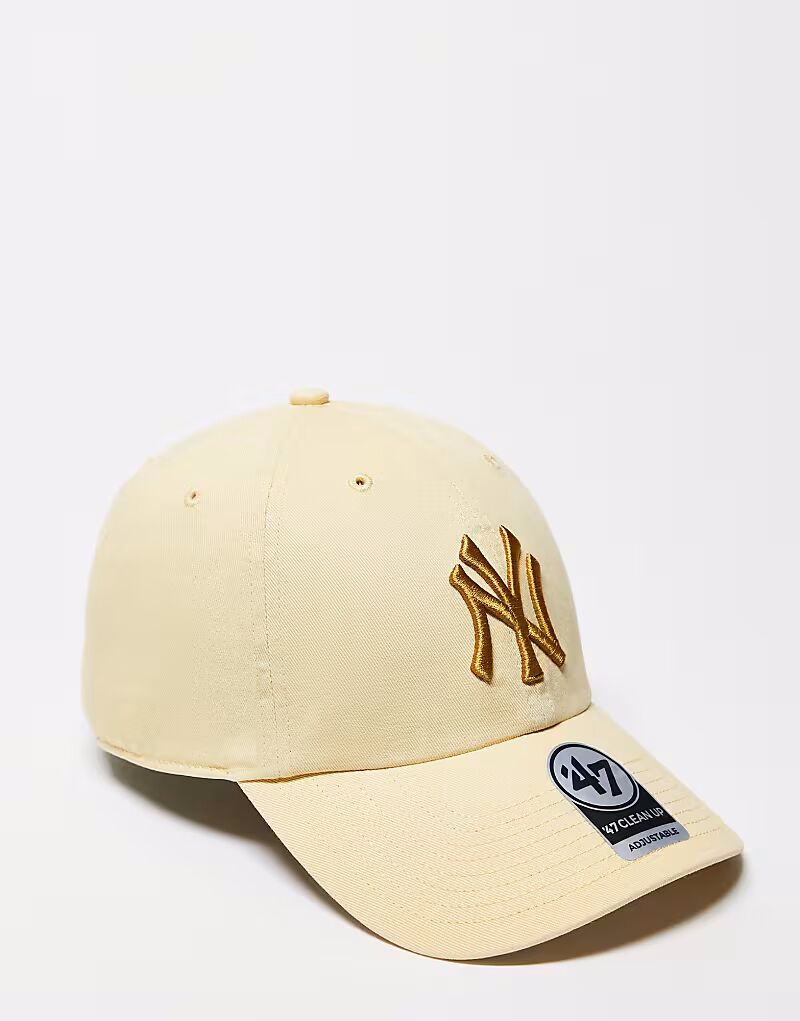 

47 Brand тональная бейсболка NY Yankees clean up светло-бежевого цвета