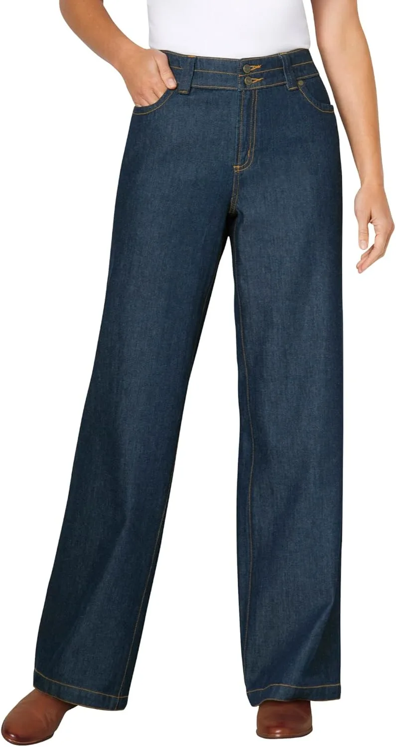 

Woman Within Plus Size джинсы All-Cotton Denim Wide-Leg
