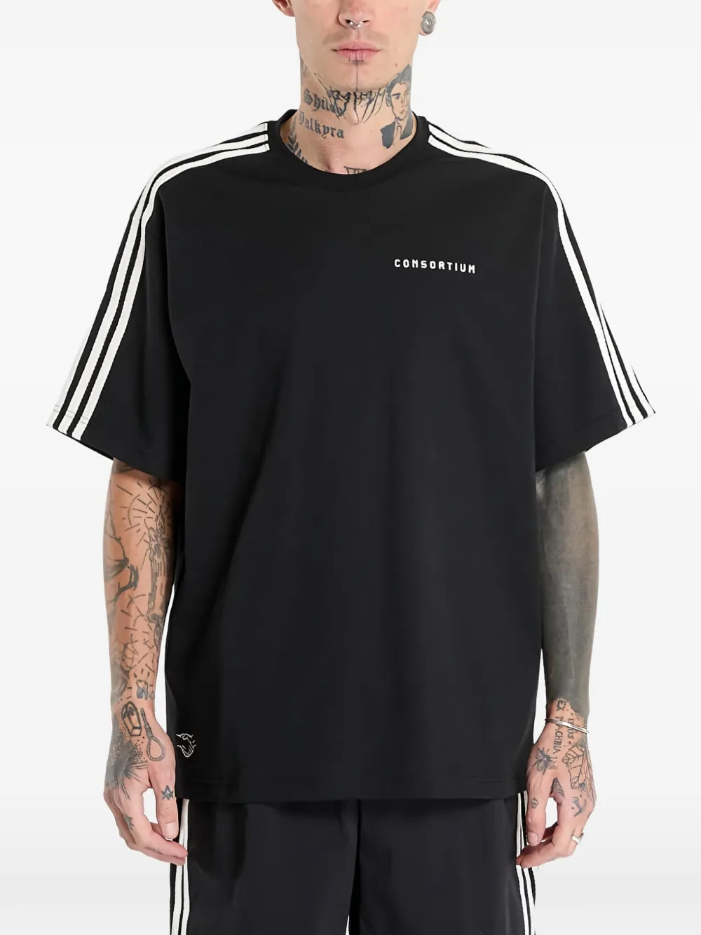 Футболка Consortium с тремя полосками Adidas, черный — фото 3
