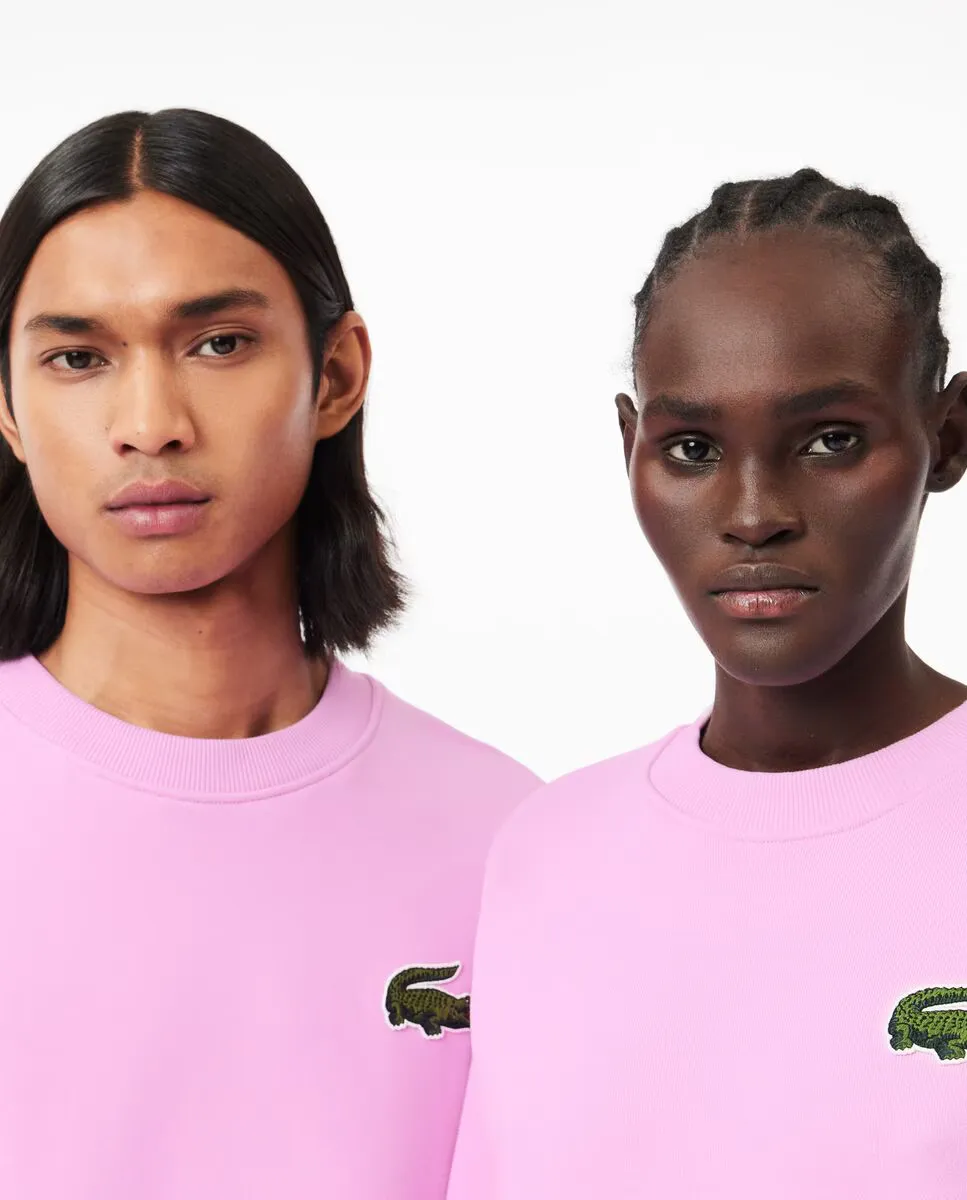

Толстовка свободного кроя унисекс Lacoste для бега со значком из крокодиловой кожи, розовый