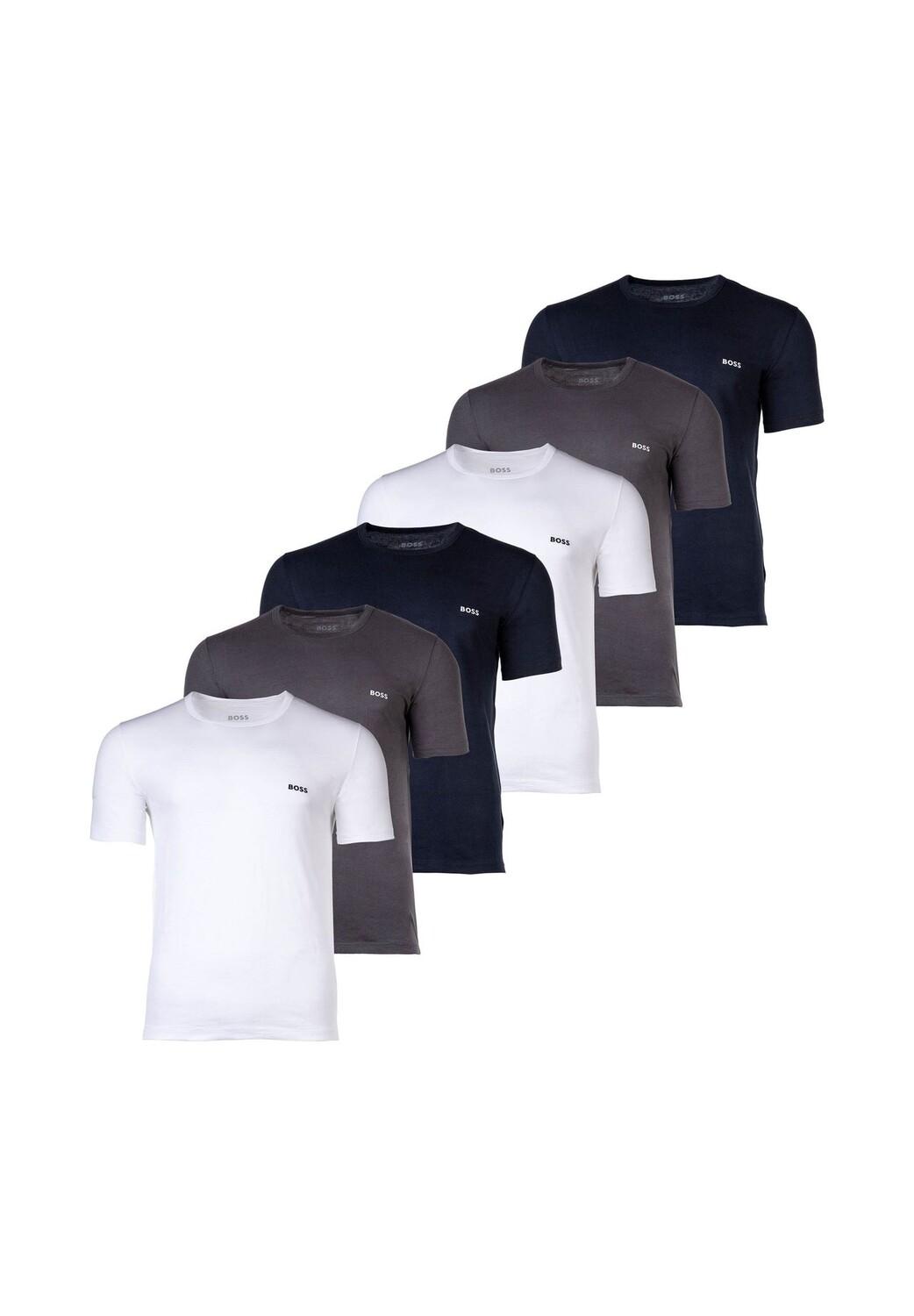 

Футболка мужская, 6 шт. в упаковке - RN Classic, круглый вырез, короткий рукав, хлопок, однотонная BOSS, цвет Blau Grau