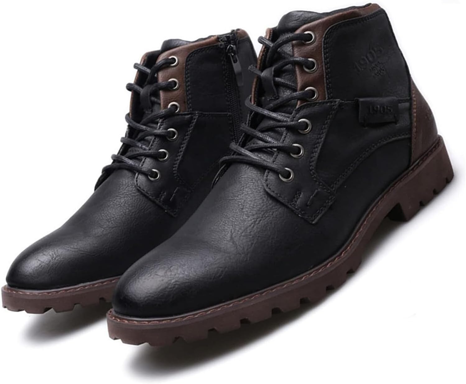 

Мужские коричневые модные байкерские и боевые ботинки с шнуровкой, высокие ботинки, противоскользящие, прочные, для походов Generic