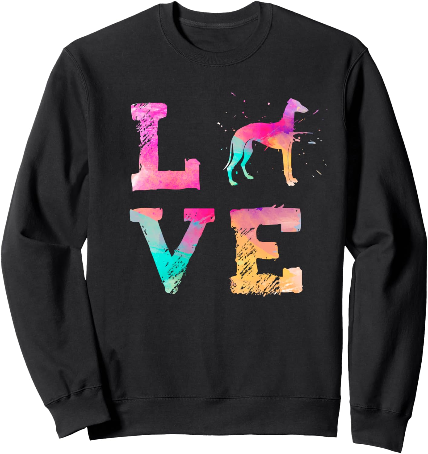 

Красочная акварельная толстовка с изображением собаки породы грейхаунд и куклы любви Funny Colorful Greyhound Dog Mom, черный