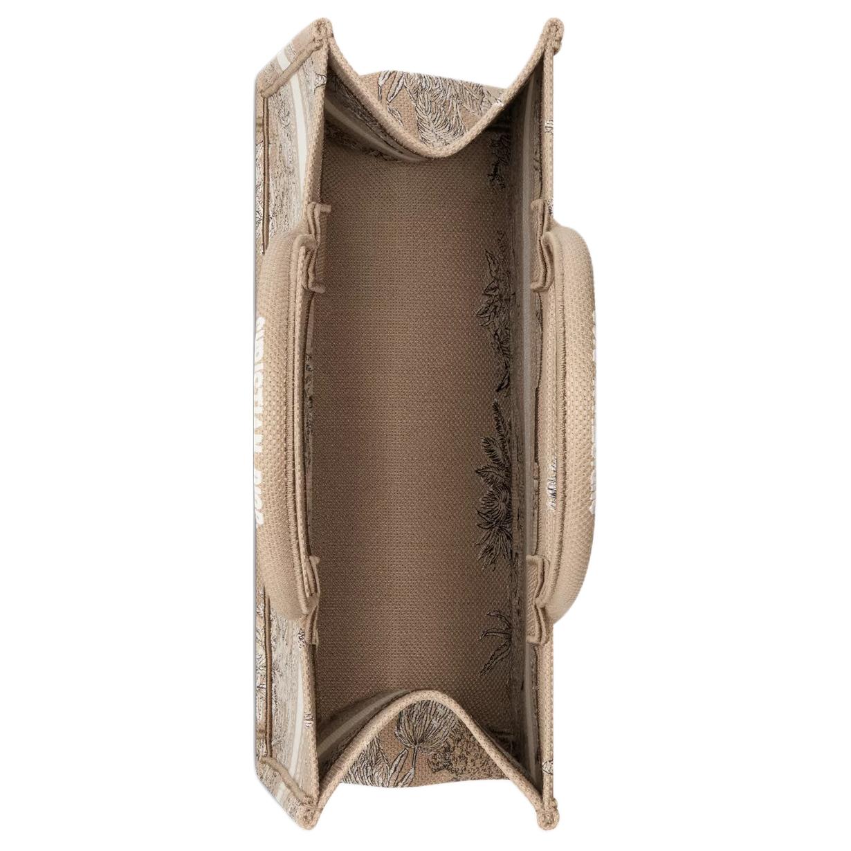 DIOR Хлопковая сумка среднего размера для женщин ecru и brown — фото 4