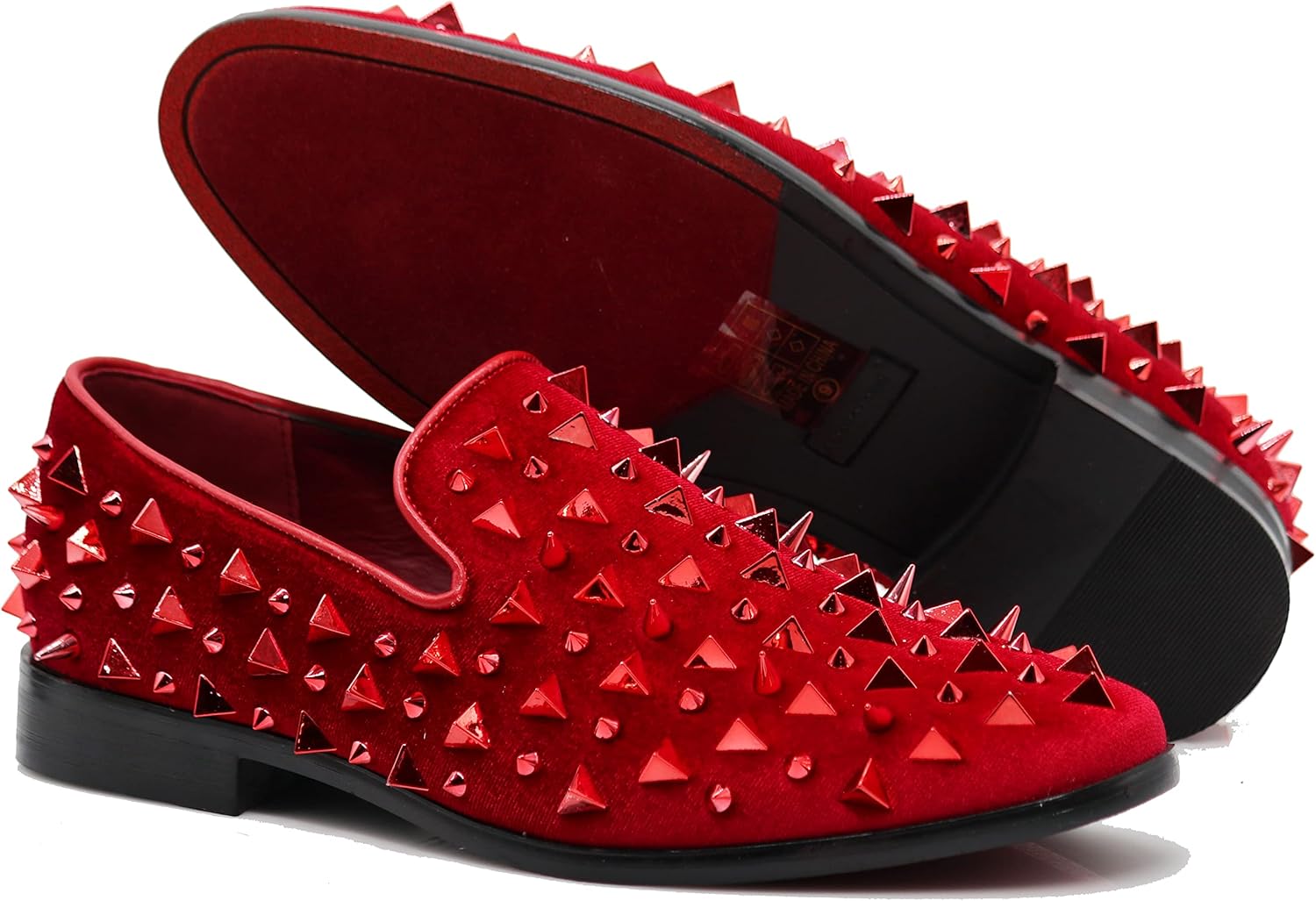 

Мужские винтажные лоферы SPK16 с шипами, слипоны, модная обувь, классические вечерние туфли-токседо Enzo Romeo, красный