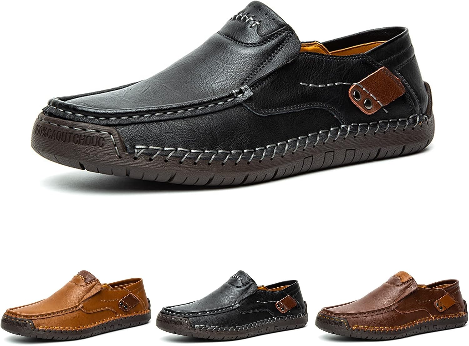 

Мужские повседневные кожаные лоферы с ручной строчкой, мокасины на подкладке, противоскользящие легкие гибкие туфли-слипоны для ходьбы и вождения, кроссовки-оксфорды Ugoselec, черный
