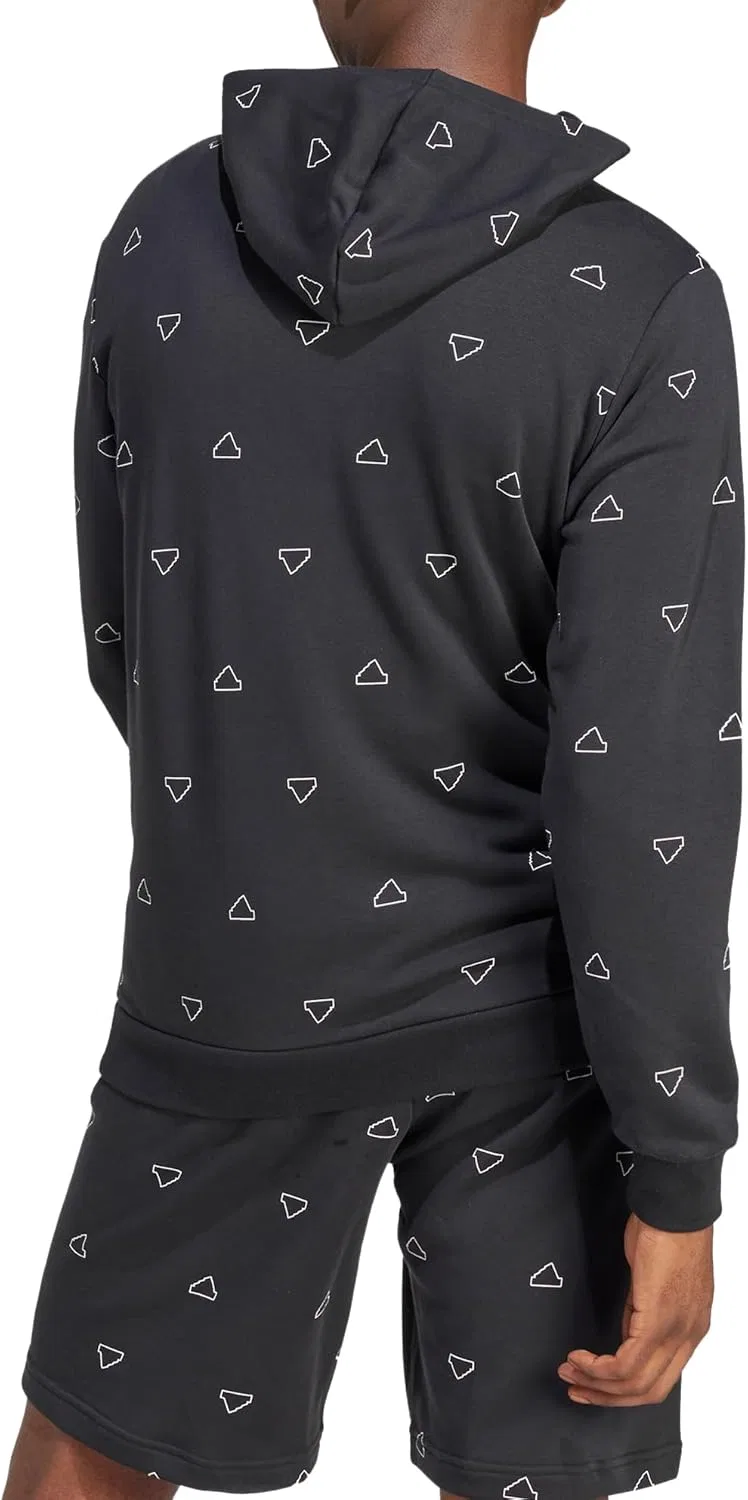 Худи мужское adidas Seasonal Essentials Monogram Graphic Hoodie, Black/White — фото 2