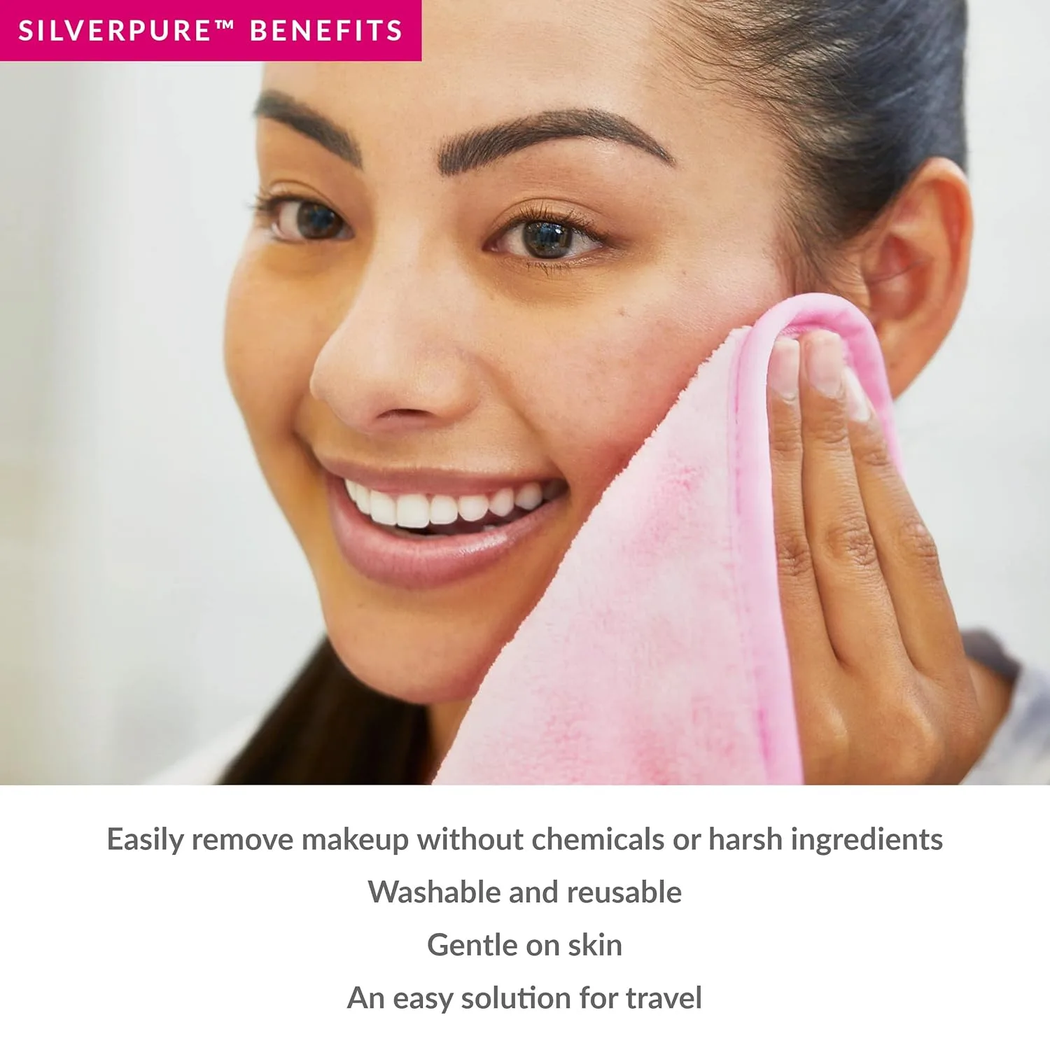 Салфетка для снятия макияжа PMD Beauty Silverpure, 1 шт., Pink — фото 3