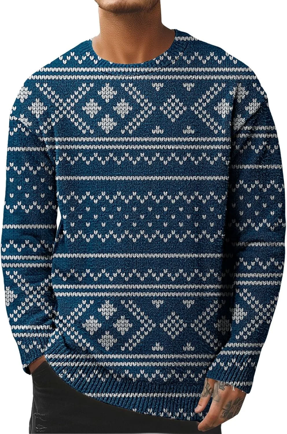 

Мужской свитер Ugly Christmas с оленями и снежинками