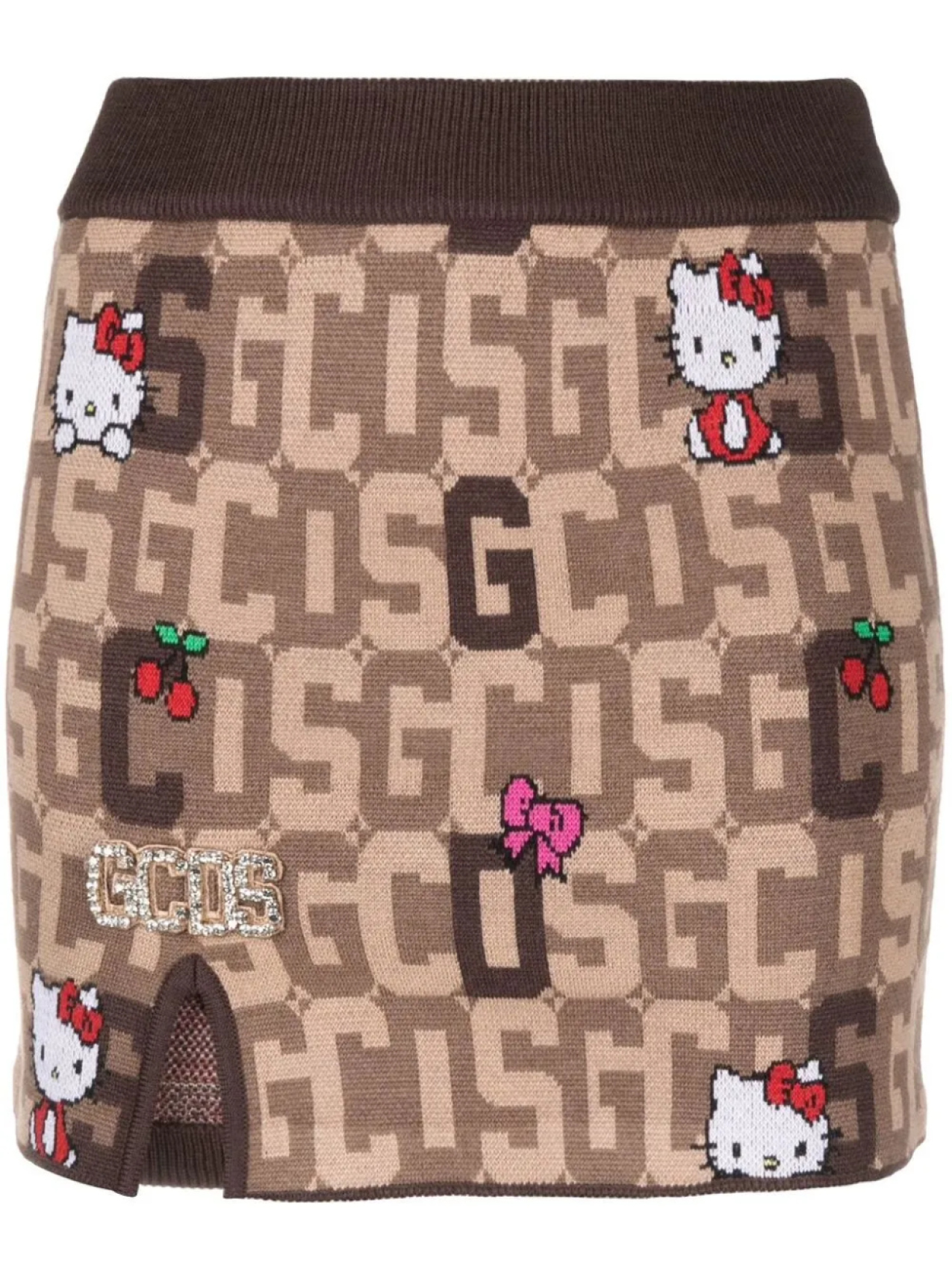 

GCDS трикотажная юбка с монограммой из коллаборации с Hello Kitty, коричневый