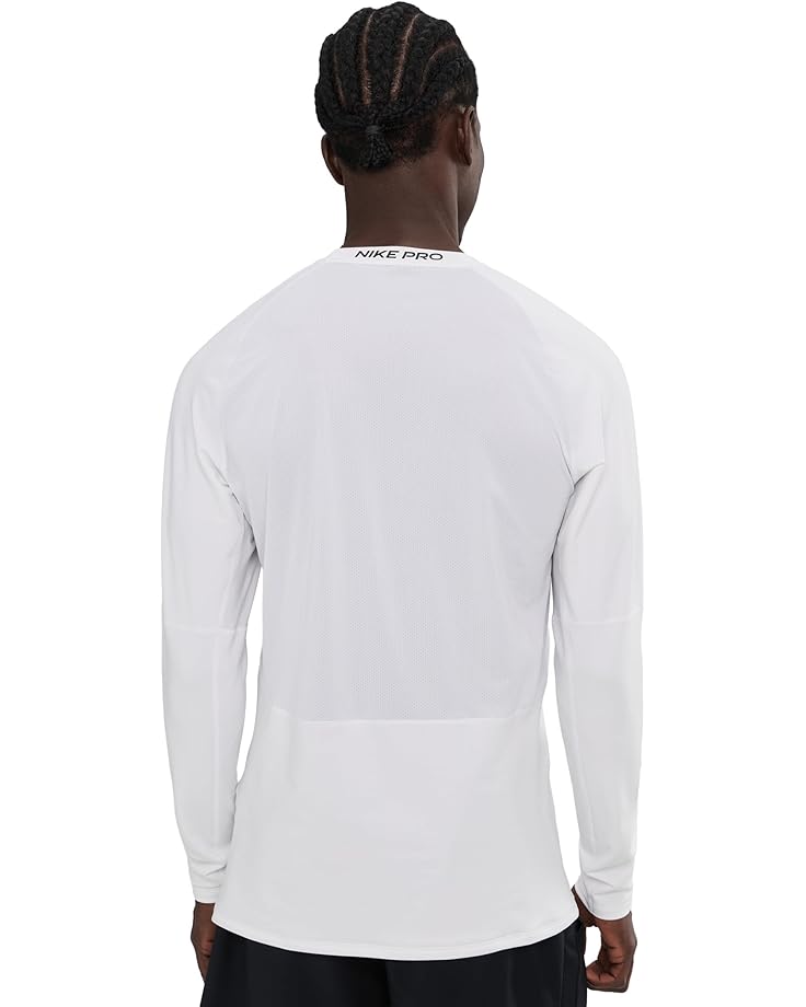 Мужская футболка Nike Pro Top Warm Long Sleeve Crew, White/Black — фото 4