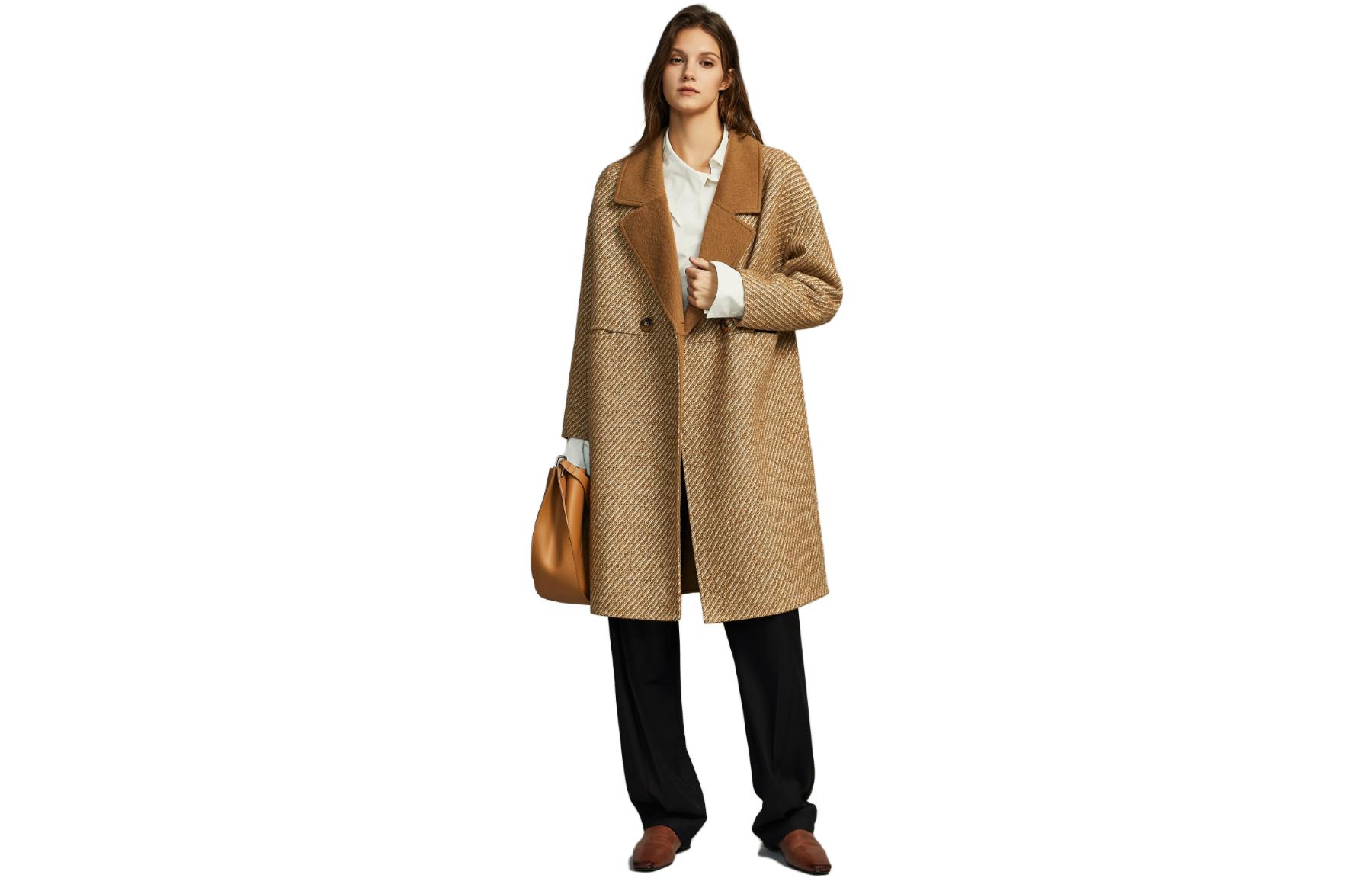 

ELLE Пальто женское Dark Khaki с воротником-стойкой