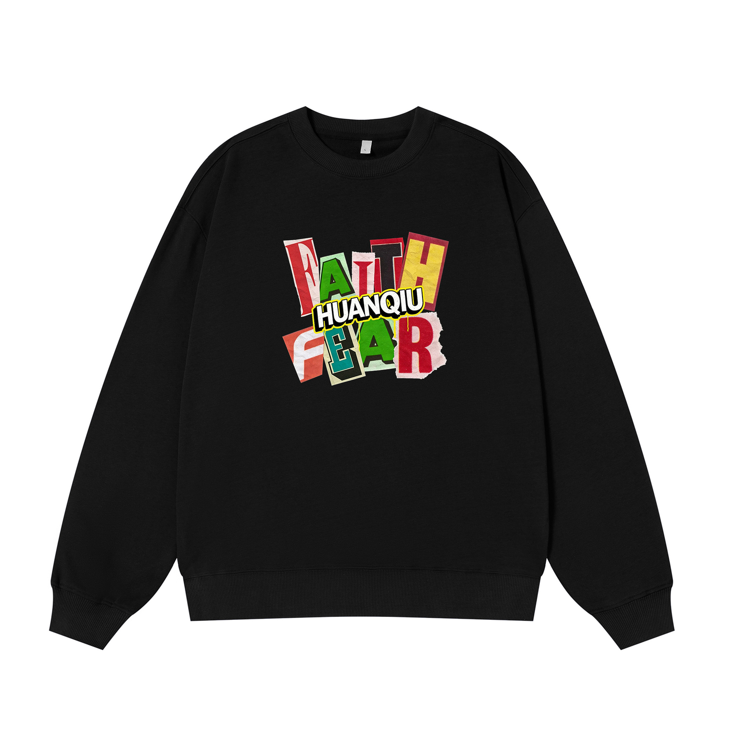 

Свитшот с круглым вырезом Unisex HUANQIU, черный (fleece-lined)