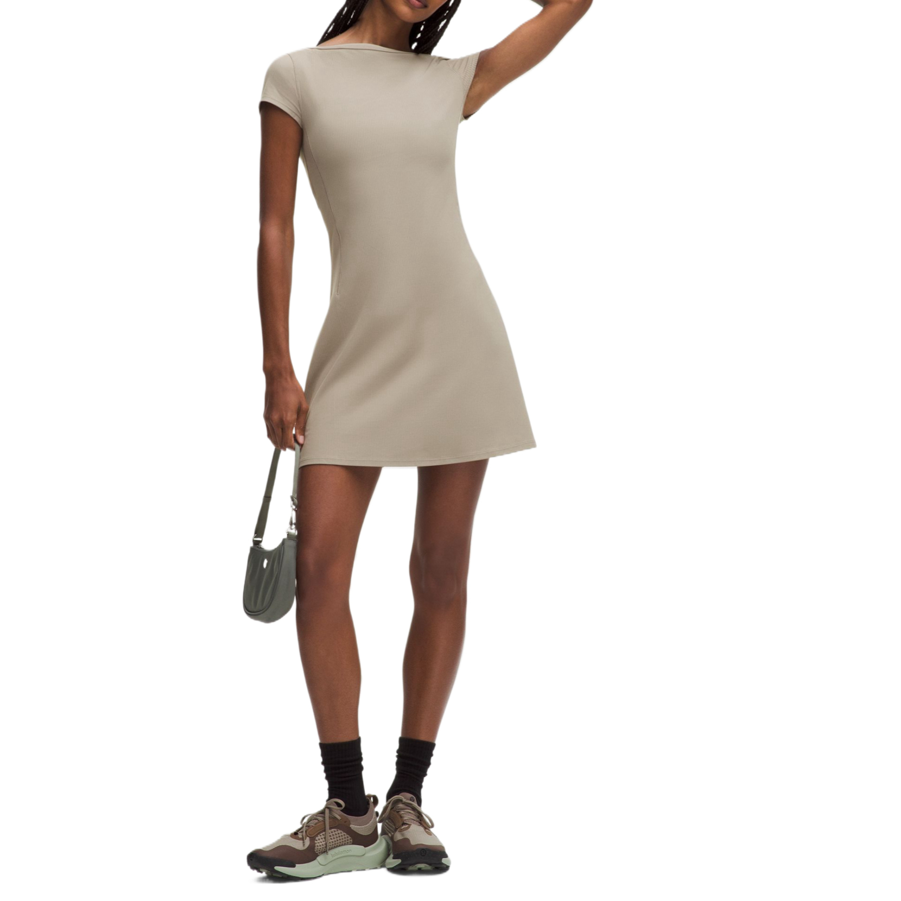 

Женское платье с коротким рукавом Lululemon, коричневый серый