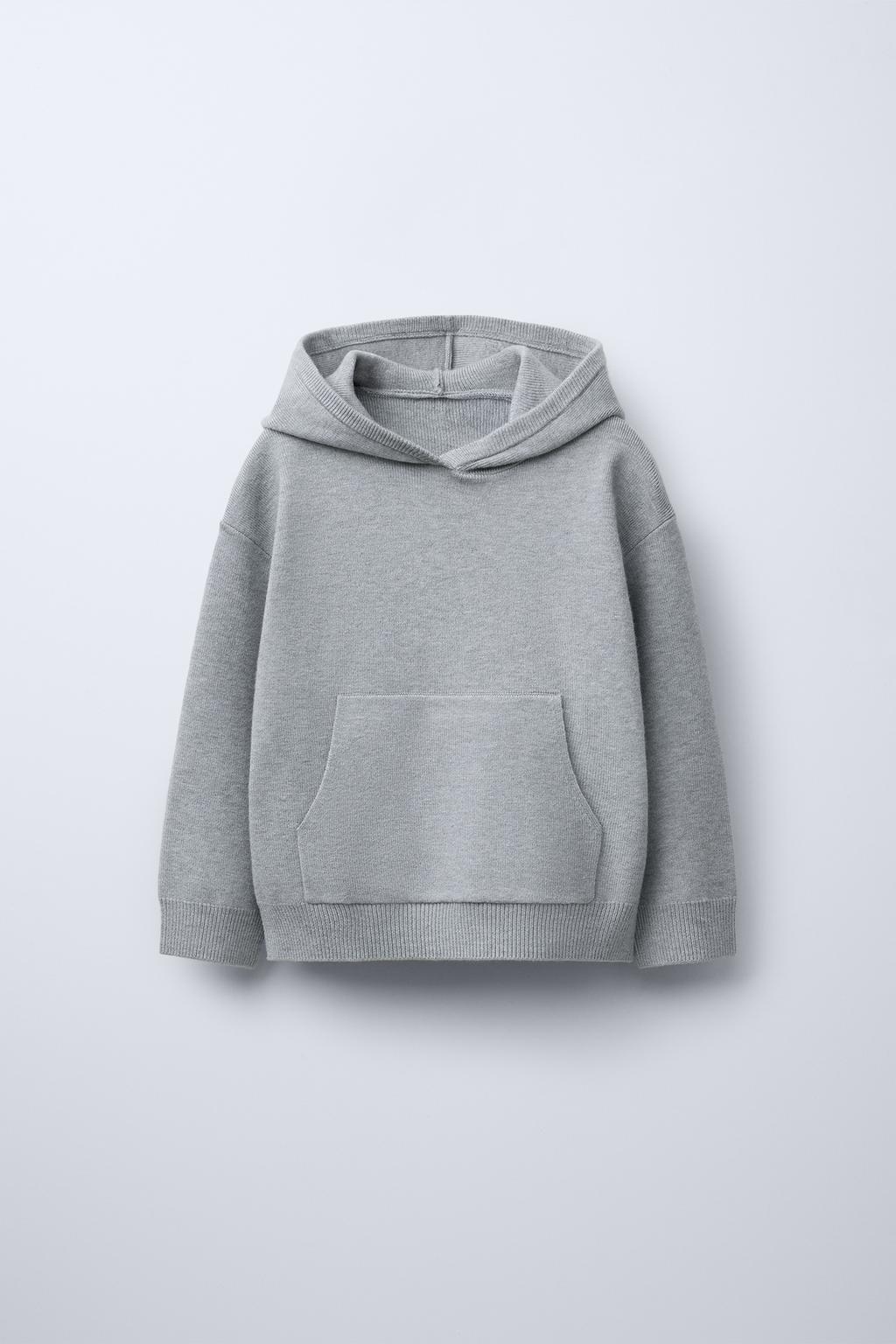 

Вязаный свитер с капюшоном ZARA, серый мергель