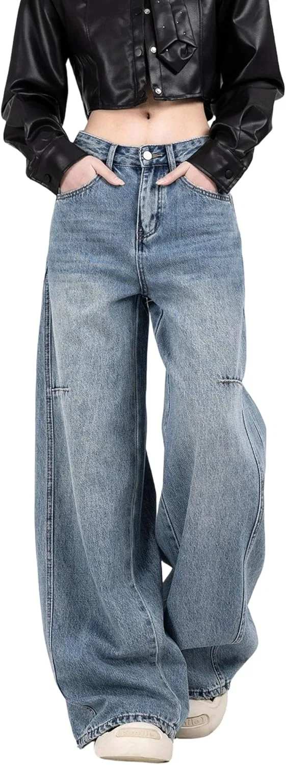 Джинсы свободные Women Y2K Light Blue