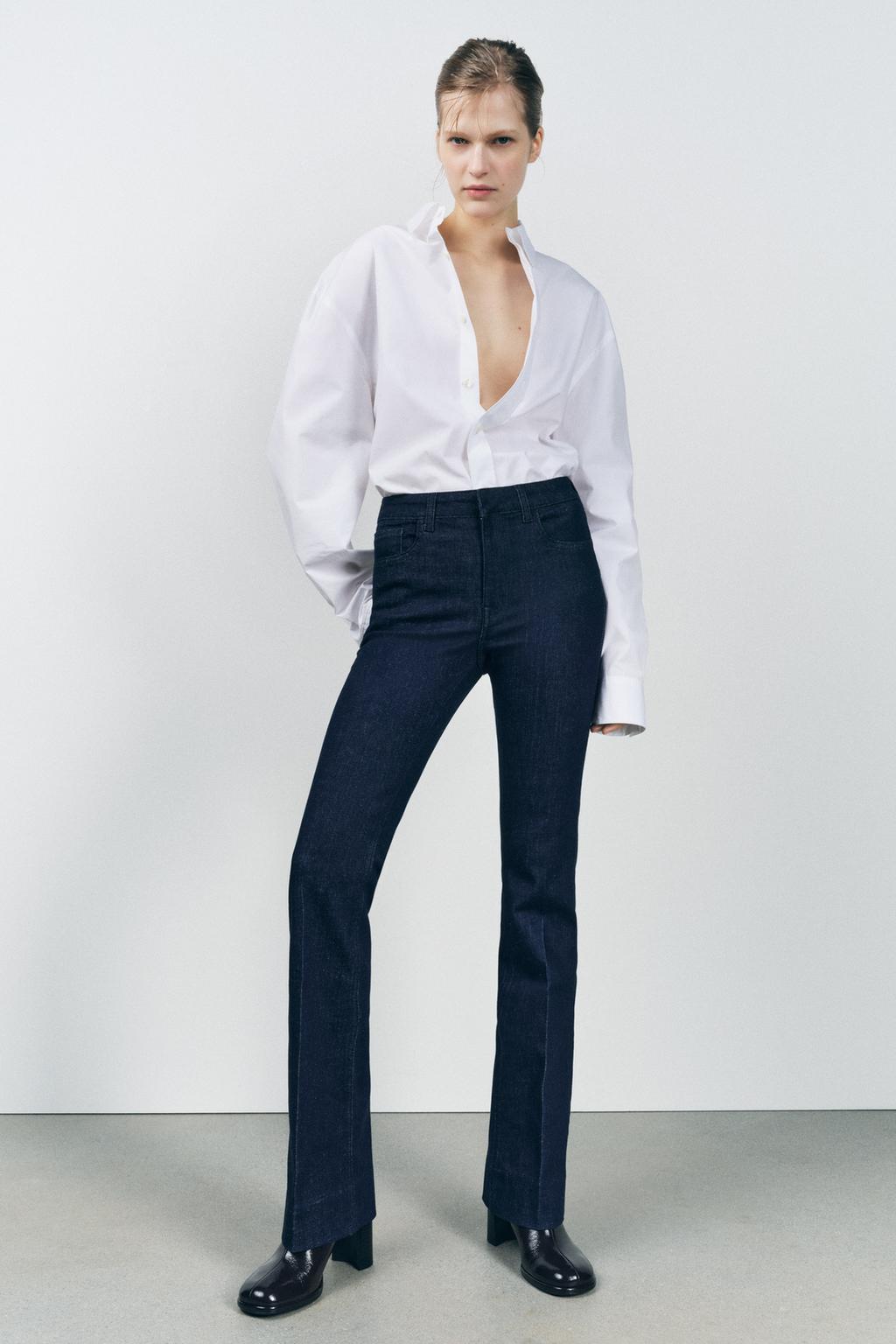

Джинсы bootcut со средней талией ZARA, синий