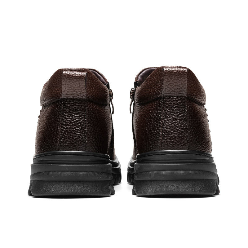 Мужские повседневные кроссовки Mid Top черно-коричневые G.N.SHIJIA, коричневые (на флисовой подкладке) — фото 4
