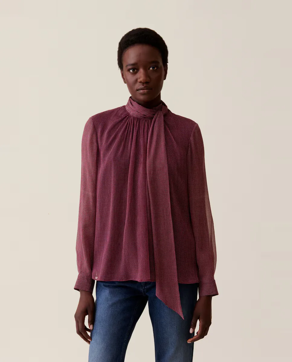 

Струящаяся женская блузка с бантом на шее Claudie Pierlot, розовый
