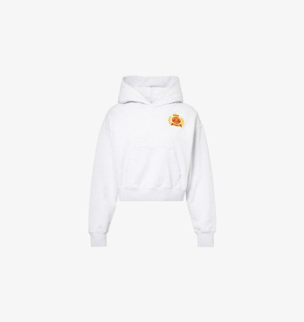 

Укороченная толстовка с капюшоном из хлопкового трикотажа с логотипом Ny Crest Sporty & Rich, серый