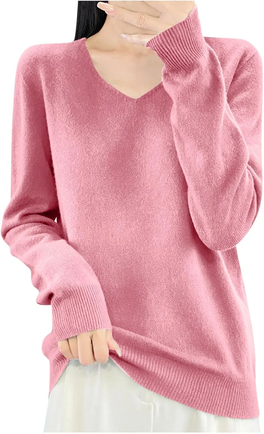 

Кашемировый свитер для женщин с длинным рукавом и V-образным вырезом