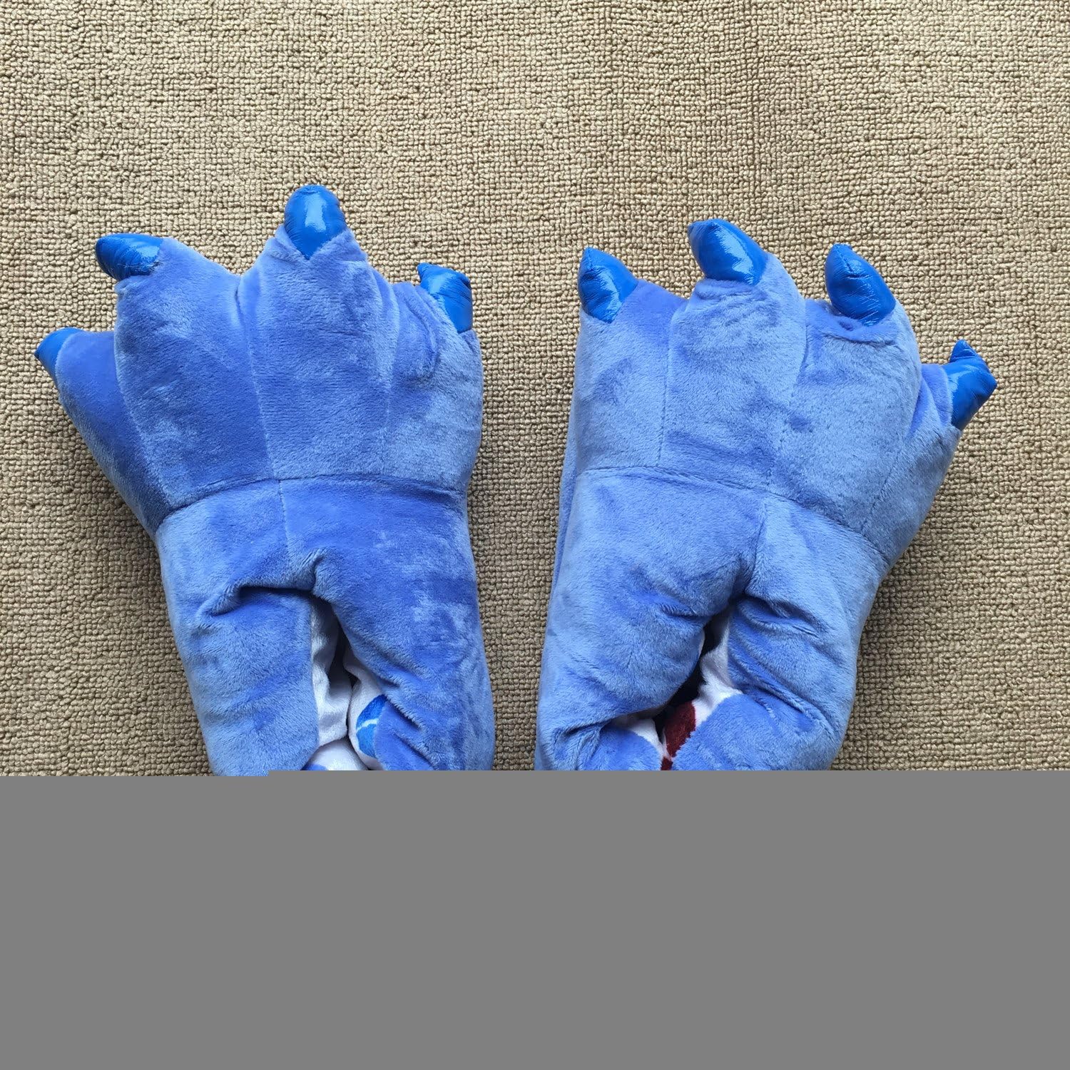 Унисекс плюшевые тапочки с лапами и когтями, обувь в стиле костюма животного YESBOR, синий — фото 2