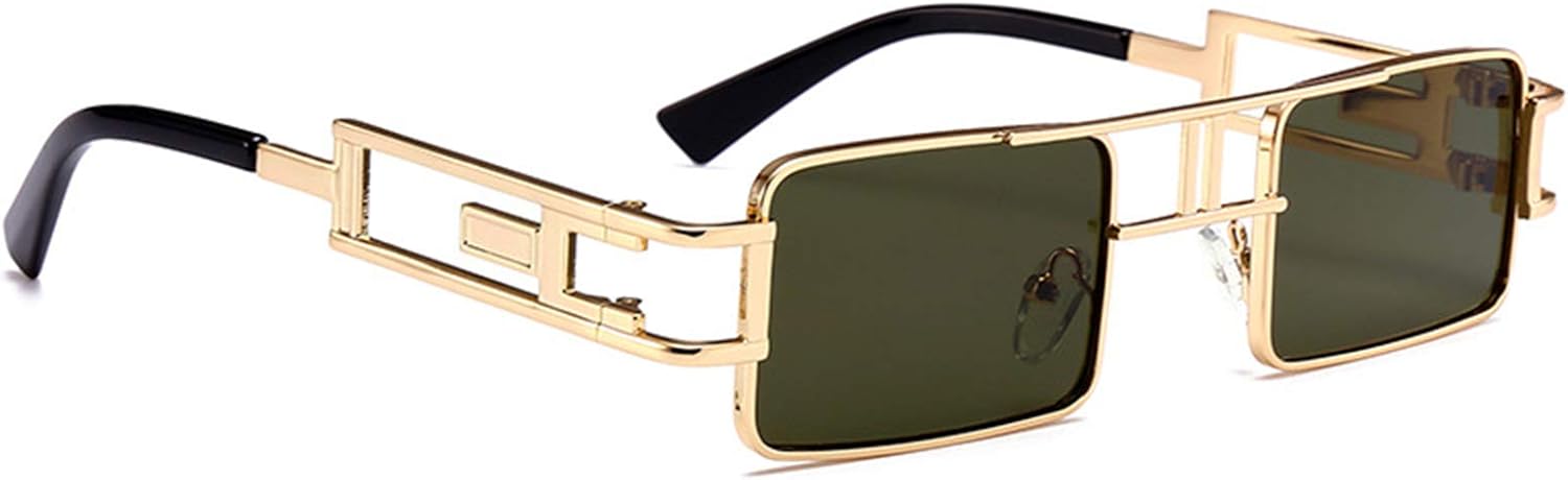 

Солнцезащитные очки COTIA в стиле ретро, ​​прямоугольные, в стиле стимпанк, для мужчин и женщин, маленькие квадратные, винтажная металлическая оправа, очки для вождения, Dark Green